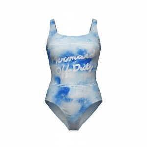 Mermaid On Duty Graphic One Piece Swimsuit Size Small Vacation Resort Swim